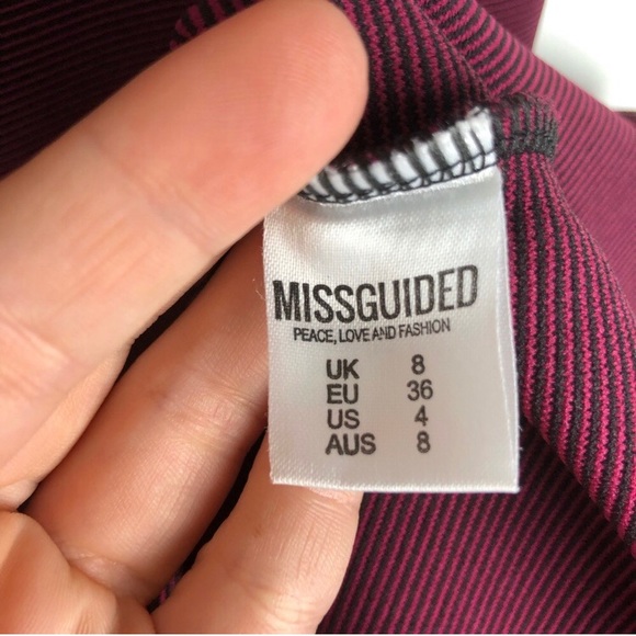 Missguided | Burgundy Stripped Bodycon Dress Sz 4 - Picture 4 of 6